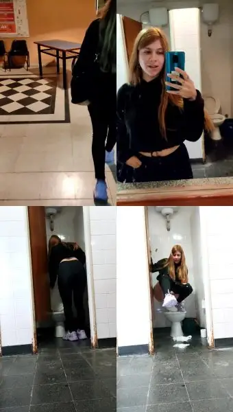 Bad Girl doing a Mess on Public Bathroom