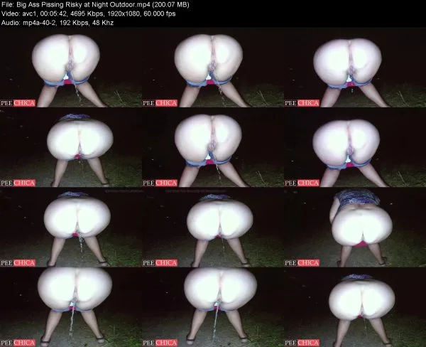 Big Ass Pissing Risky at Night Outdoor