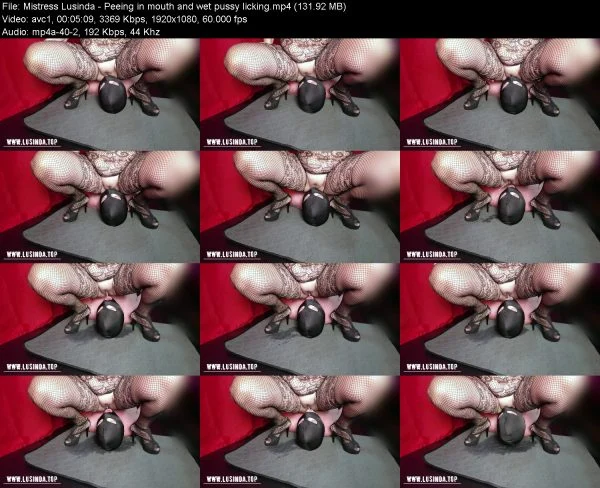 Mistress Lusinda – Peeing in mouth and wet pussy licking