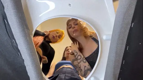 POV TOILET SLAVERY FEMDOM – MISTRESSES KIRA – SOFI – AGMA PISS IN Y