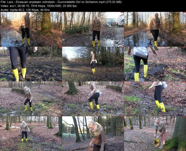 Lara – Einsauen anpissen vollrotzen – Gummistiefel Girl im Schlamm