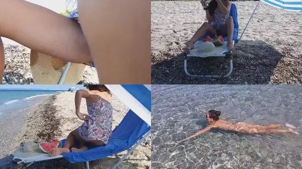 Dream4Angel – NO PANTIES Flashing PEE n Naked Swim at Public Beach