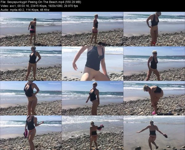 Sexyspunkygirl Peeing On The Beach