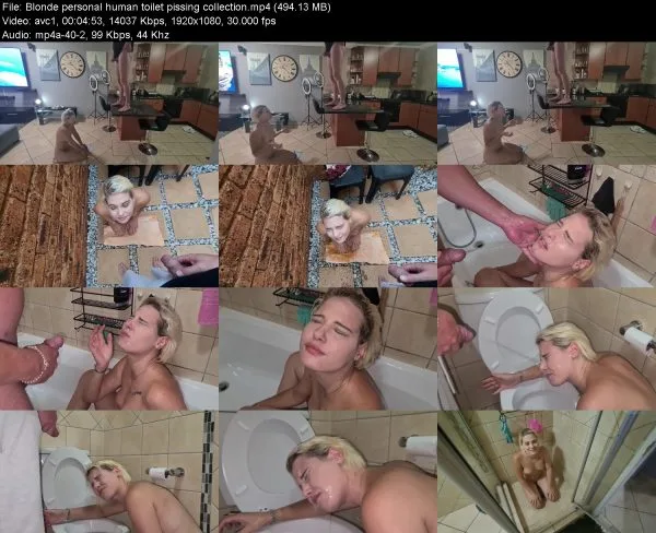 Blonde personal human toilet pissing collection