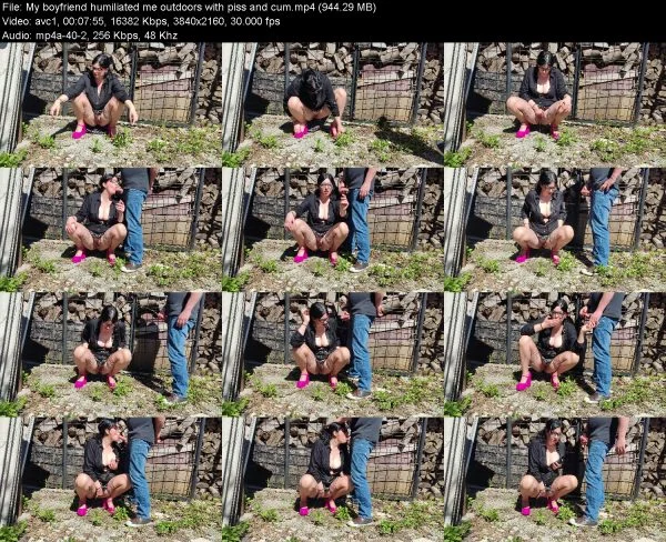 My boyfriend humiliated me outdoors with piss and cum
