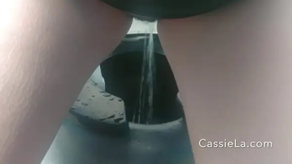 CassieScat – Pissing in a Nasty PortaPotty Outdoor Toilet
