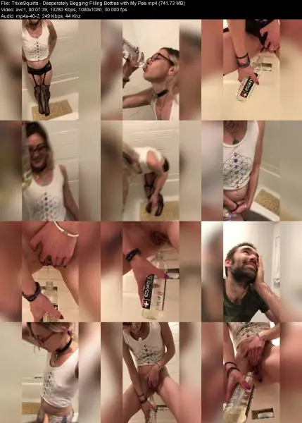 TrixieSquirts – Desperately Begging Filling Bottles with My Pee
