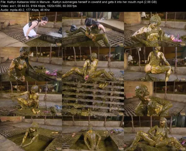 Kaitlyn Katsaros Wild in Manure – Kaitlyn submerges herself in cowshit a…