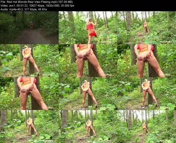 Red Hot Blonde Rear View Pissing