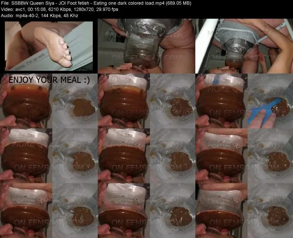 SSBBW Queen Siya – JOI Foot fetish – Eating one dark colored load