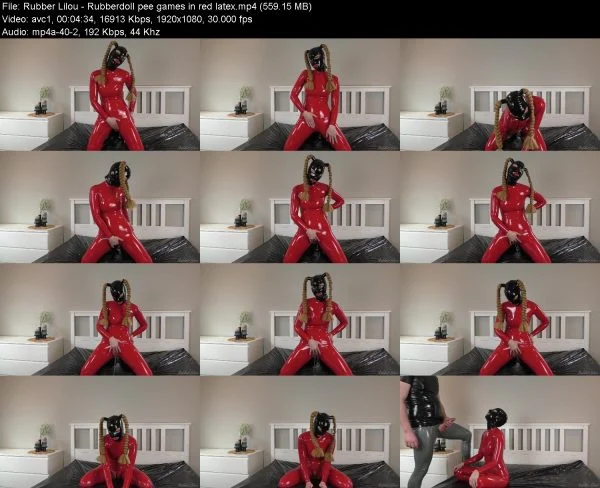 Rubber Lilou – Rubberdoll pee games in red latex