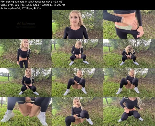 pissing outdoors in tight yogapants