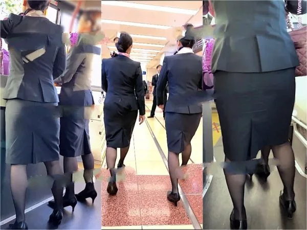禁断のパンチラ第3弾☆紺スーツミニスカOLさん!伝線パンストに大興奮^ ^
