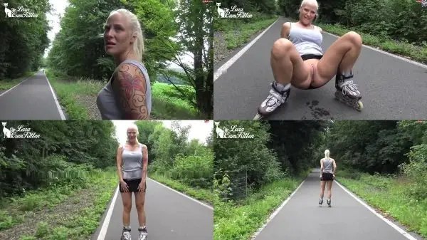 Lara – Mitten auf dem radweg – PUBLIC PISS beim Inline Skaten