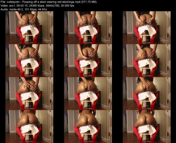 cutiesyren – Pooping off a stool wearing red stockings