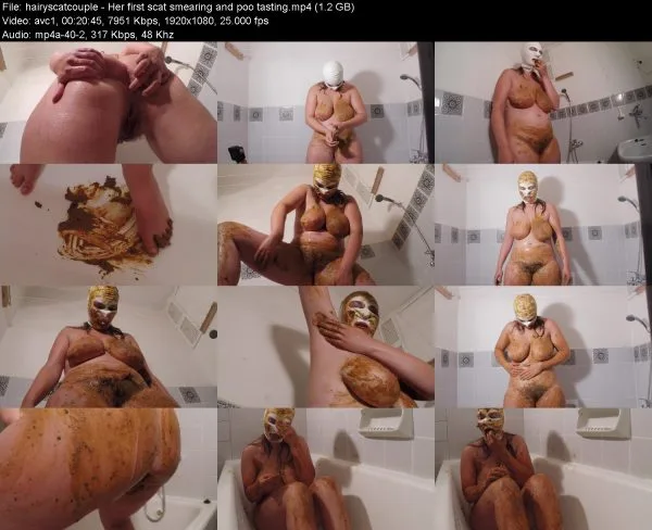 hairyscatcouple – Her first scat smearing and poo tasting