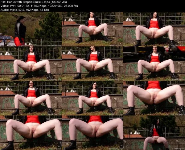 Bonus with Stepsis Suzie 2 pissing in public, HD