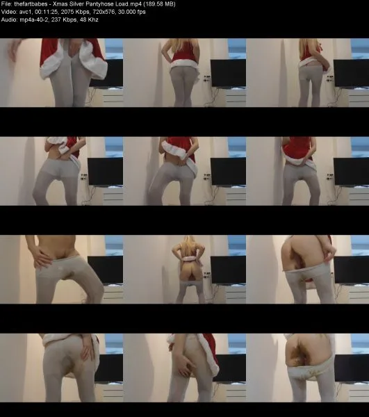 thefartbabes – Xmas Silver Pantyhose Load