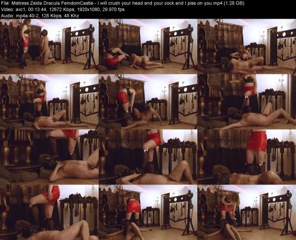Mistress Zeida Dracula FemdomCastle – I will crush your head and your co…