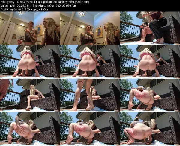 gassy – C n G make a poop pile on the balcony women scat videos