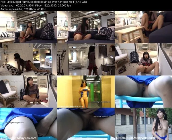 Littlesubgirl  furniture store squirt all over her face