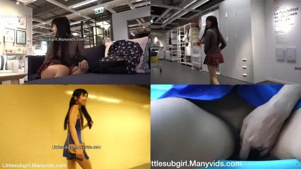 Littlesubgirl  furniture store squirt all over her face