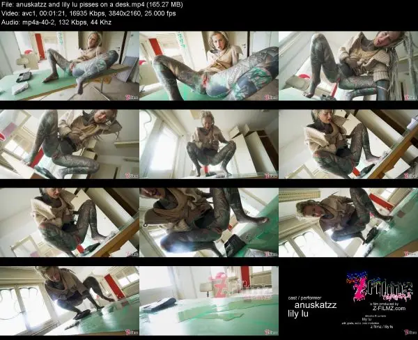 anuskatzz and lily lu pisses on a desk