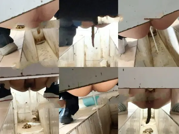 【トイレショット】前から後ろまでダブルアングルで極上白虎女子大生が2回放尿（生写真付き）