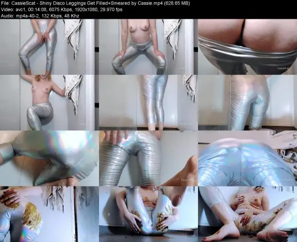 CassieScat – Shiny Disco Leggings Get Filled+Smeared by Cassie