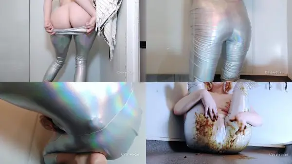 CassieScat – Shiny Disco Leggings Get Filled+Smeared by Cassie