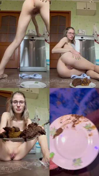 Dirty Kitty – Enjoy my bicolor scat on the plate