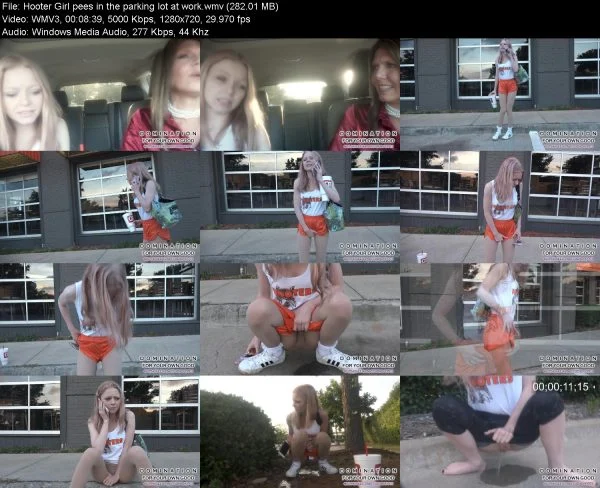 Hooter Girl pees in the parking lot at work