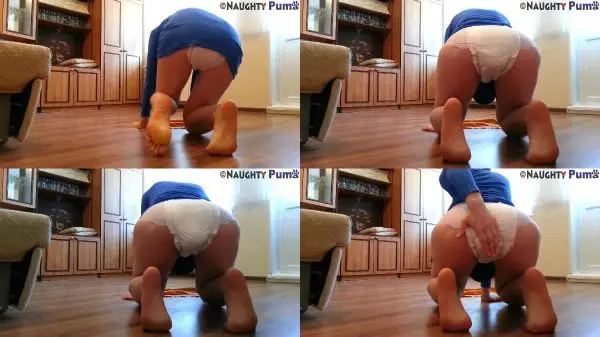 NaughtyPuma – Cleaning Up Pee In A Bulging Diaper