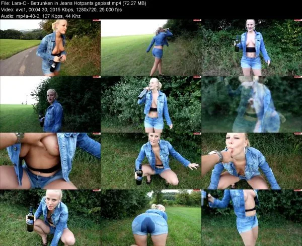 Lara-C – Betrunken in Jeans Hotpants gepisst