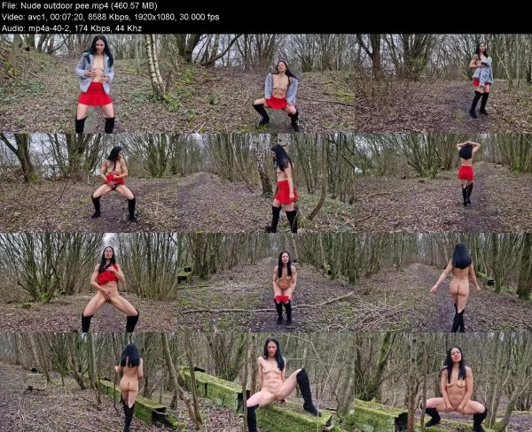 Nude outdoor pee