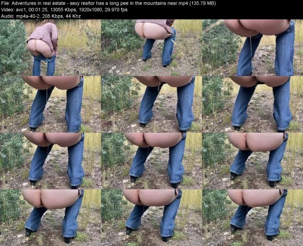 Adventures in real estate – sexy realtor has a long pee in the mountains…
