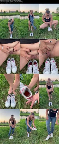 Outdoor Pissing to her boots