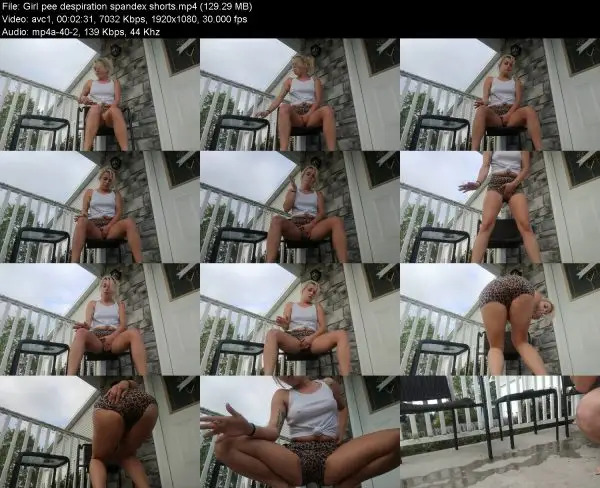 Girl pee despiration spandex shorts