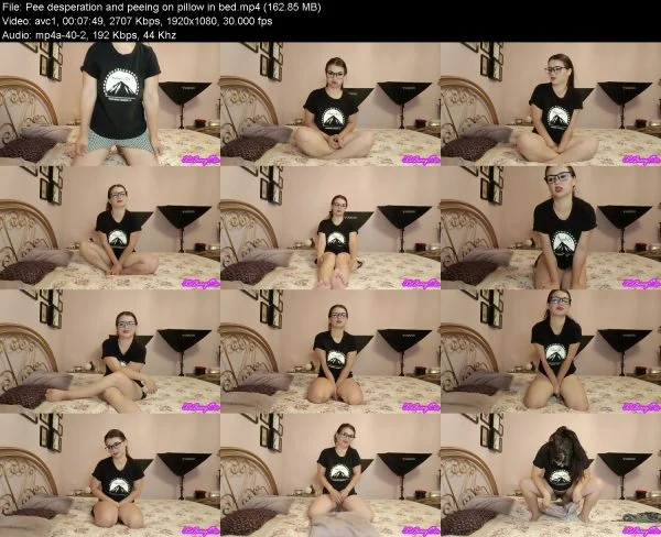 Pee desperation and peeing on pillow in bed