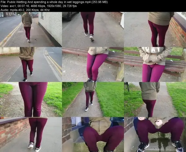 Public Wetting And spending a whole day in wet leggings