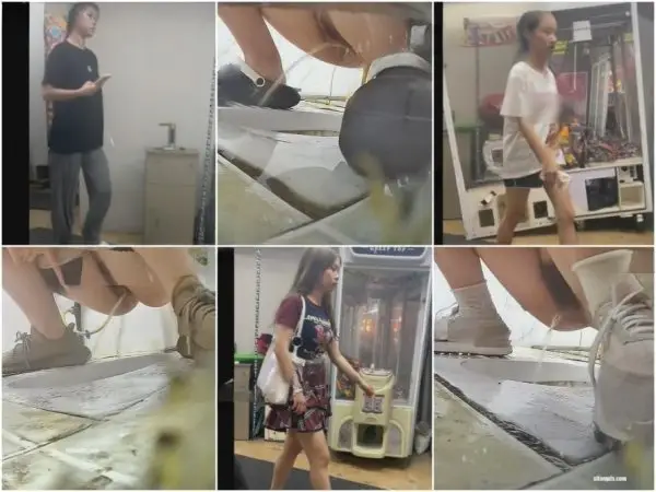 新しく流出したトイレカメラマスター❤️ネットカフェの女子トイレに密かに装置を設置❤️美しい女性の排尿を密かに撮影し、その後、静かにドアの前に座り…