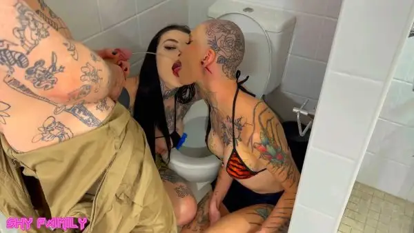 Toilet piss whores filled in all three holes 2