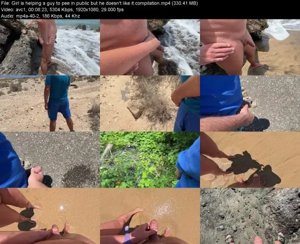 Girl is helping a guy to pee in public but he doesn’t like it compilation