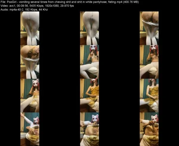 PooGirl – vomiting several times from chewing shit and shit in white pan…