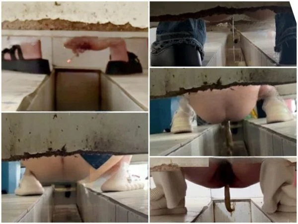 乾いたトイレをこっそり撮影しながら女性が拍手 – 画面いっぱいの排泄物、下痢エピソード32。 Public Restroom
