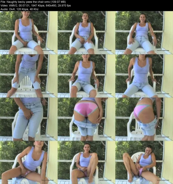 Naughty becky pees the chair
