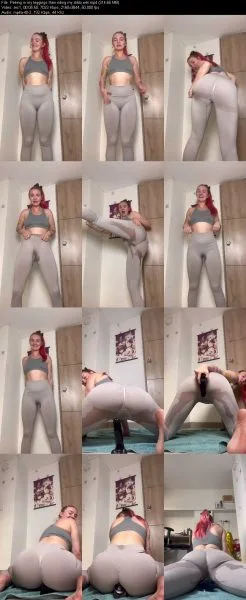 Peeing in my leggings then riding my dildo wet