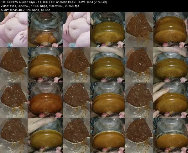 SSBBW Queen Siya – 1 LITER PEE on fresh HUGE DUMP