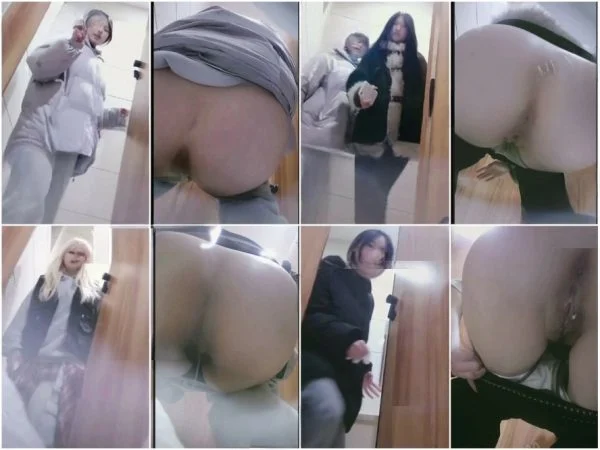 ✅4月の最新限定版リーク❤️最高品質のトイレ写真：ビリヤード場で小便をする魅力的な若い女性数名＋大柄な金髪のボーイッシュな女性がうんちをする。3…