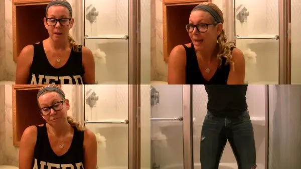 Sexy shy nerd pees her pants
